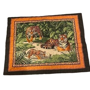 VIP Cranston Print Works Fabric Quilted Tiger Wallhanging White Tiger on Back